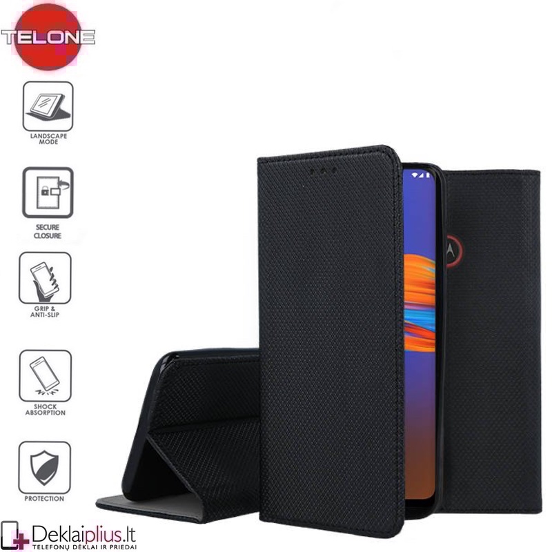 Telone smart magnet serijos atverčiamas dėklas - juodas (telefonams Motorola Moto E6S) Telone smart magnet serijos atverčiamas dėklas - juodas (telefonams Motorola Moto E6S)